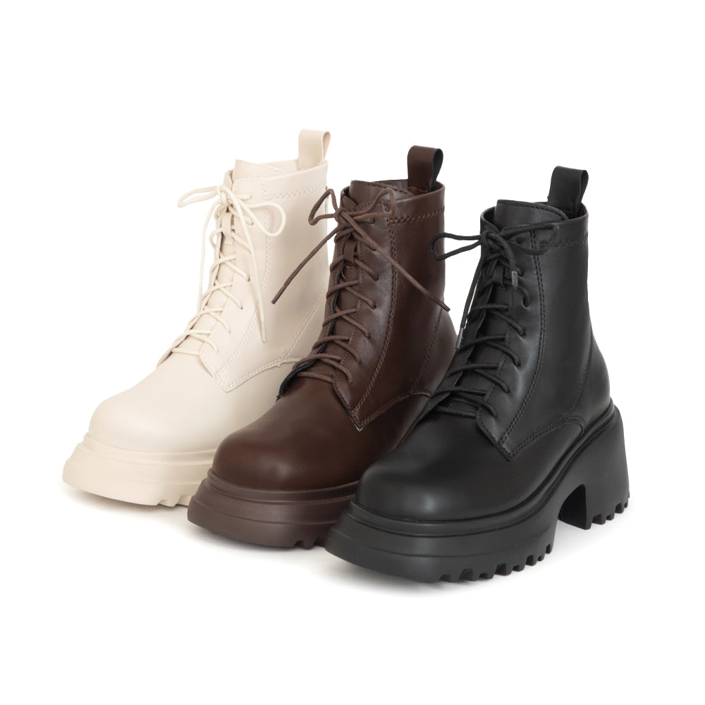 K-pop Inspired | Lightweight Platform Lace-Up Ankle Boots