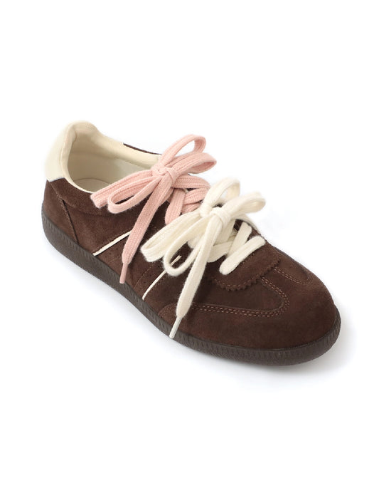 Retro German | Leather Sneakers with Dual-Colored Laces