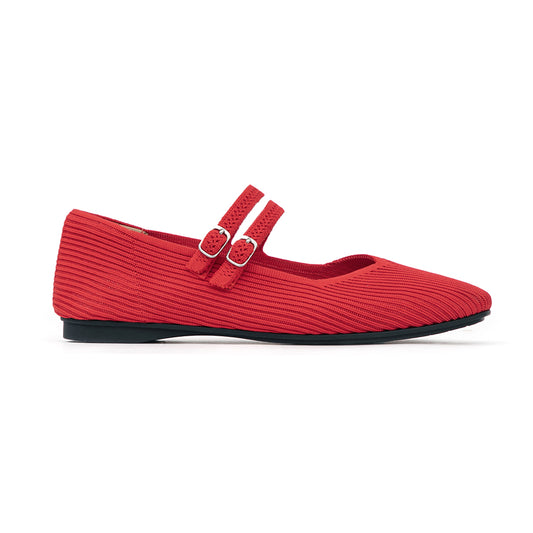 3D Zero-Feel CloudKnit Shoes | Double-Strap Square-Toe Mary Jane Flats