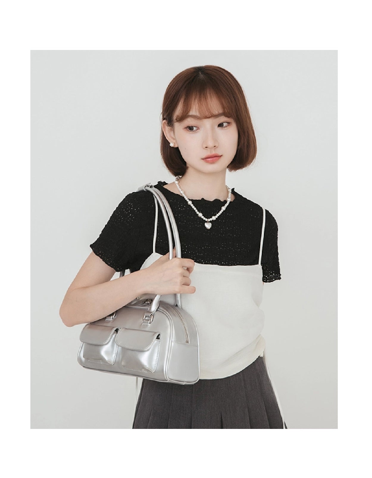 Double-Pocket Retro Bowling Handbag