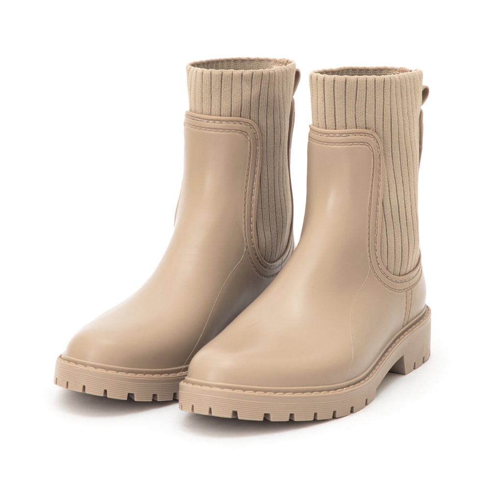 [Functional Insole] Knit-Panel Chelsea | Ankle Rain Boots