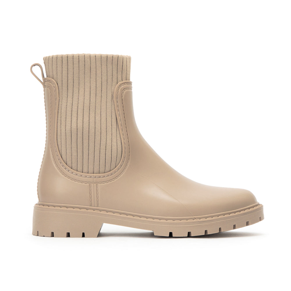 [Functional Insole] Knit-Panel Chelsea | Ankle Rain Boots