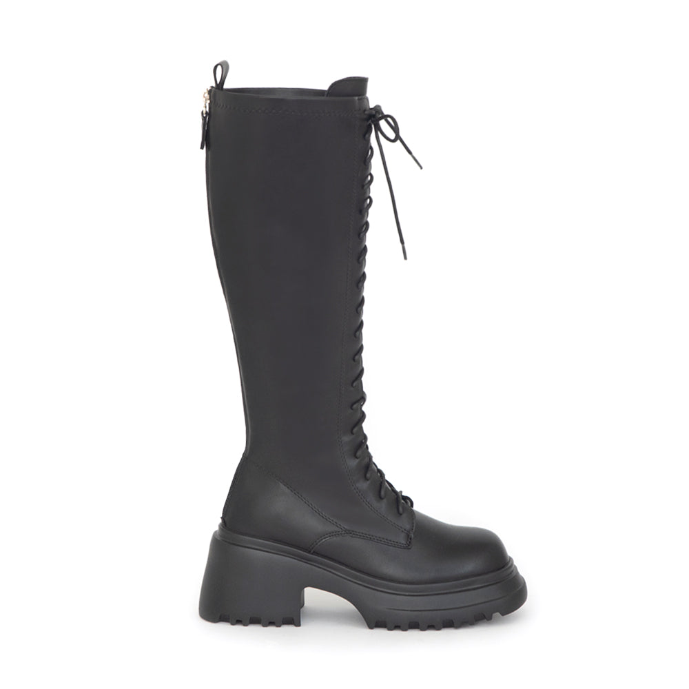 K-pop Inspired | Lightweight Platform Lace-Up Long Boots
