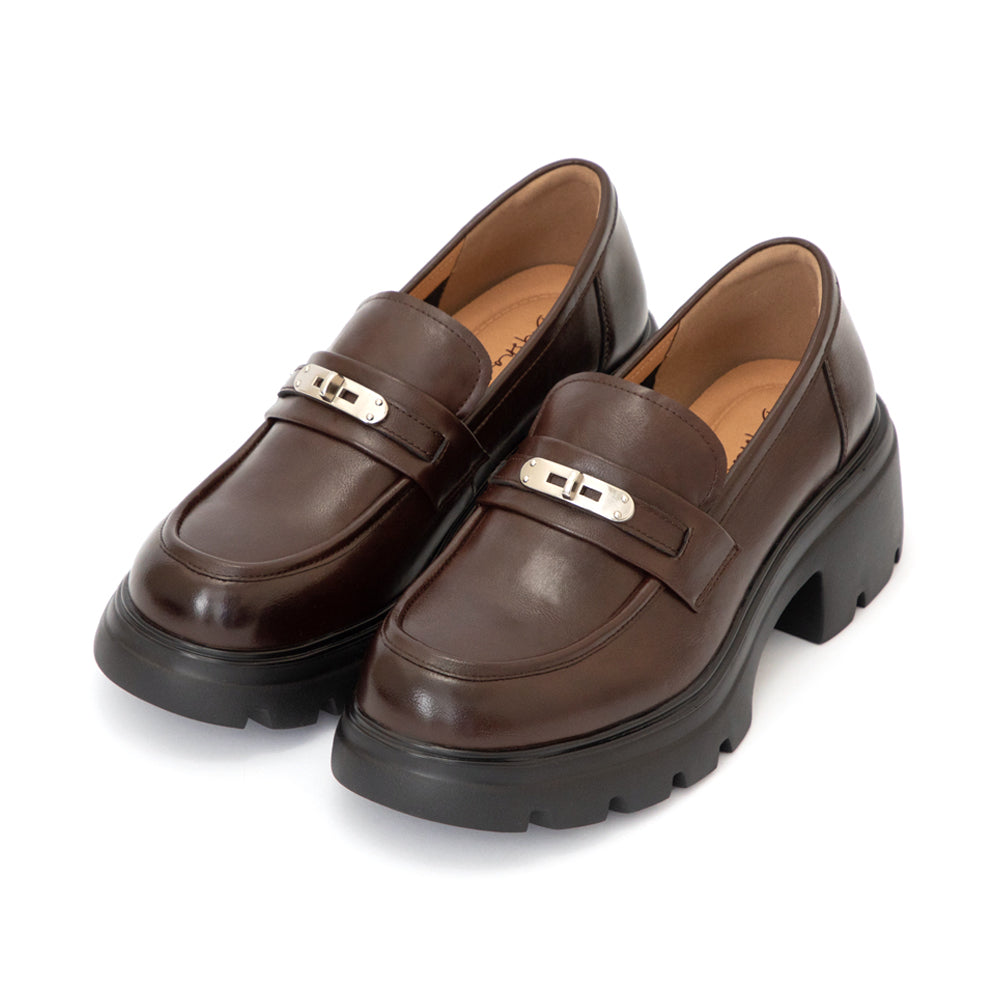 [Genuine Leather] Kelly Lock | Lightweight Platform Loafers