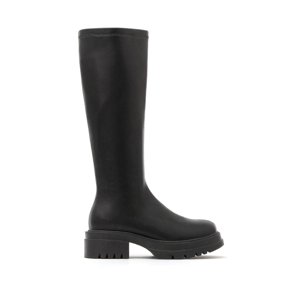 [Wide Calf] K-Pop Vibes | Minimalist Slim-Fit Platform Long Boots