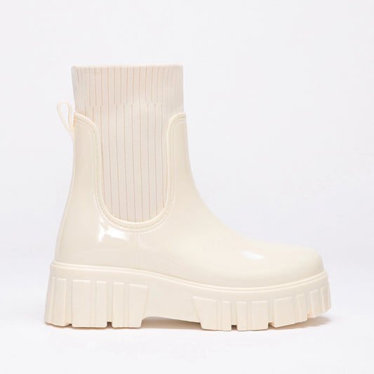 Trendy Style · Ribbed Sole Knit Short Rain Boots