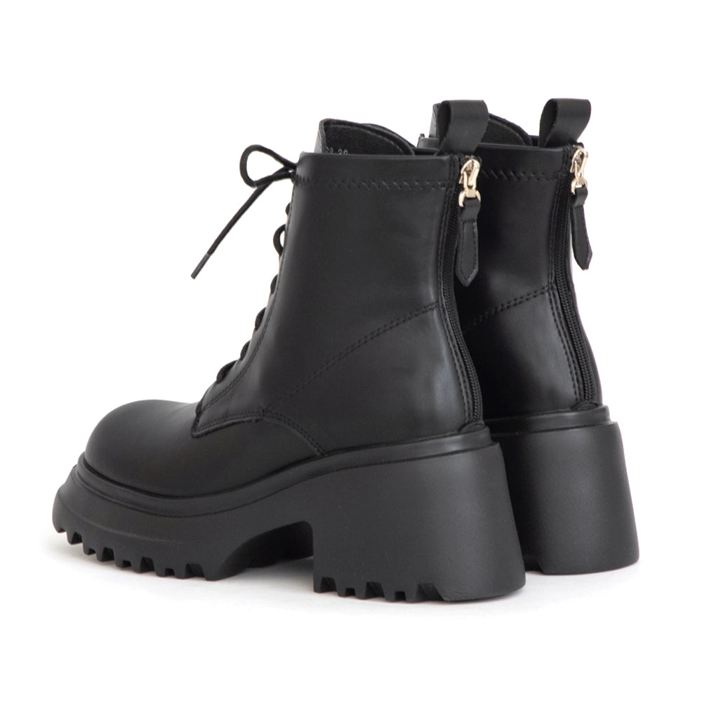 K-pop Inspired Lightweight Platform Lace-Up Ankle Boots
