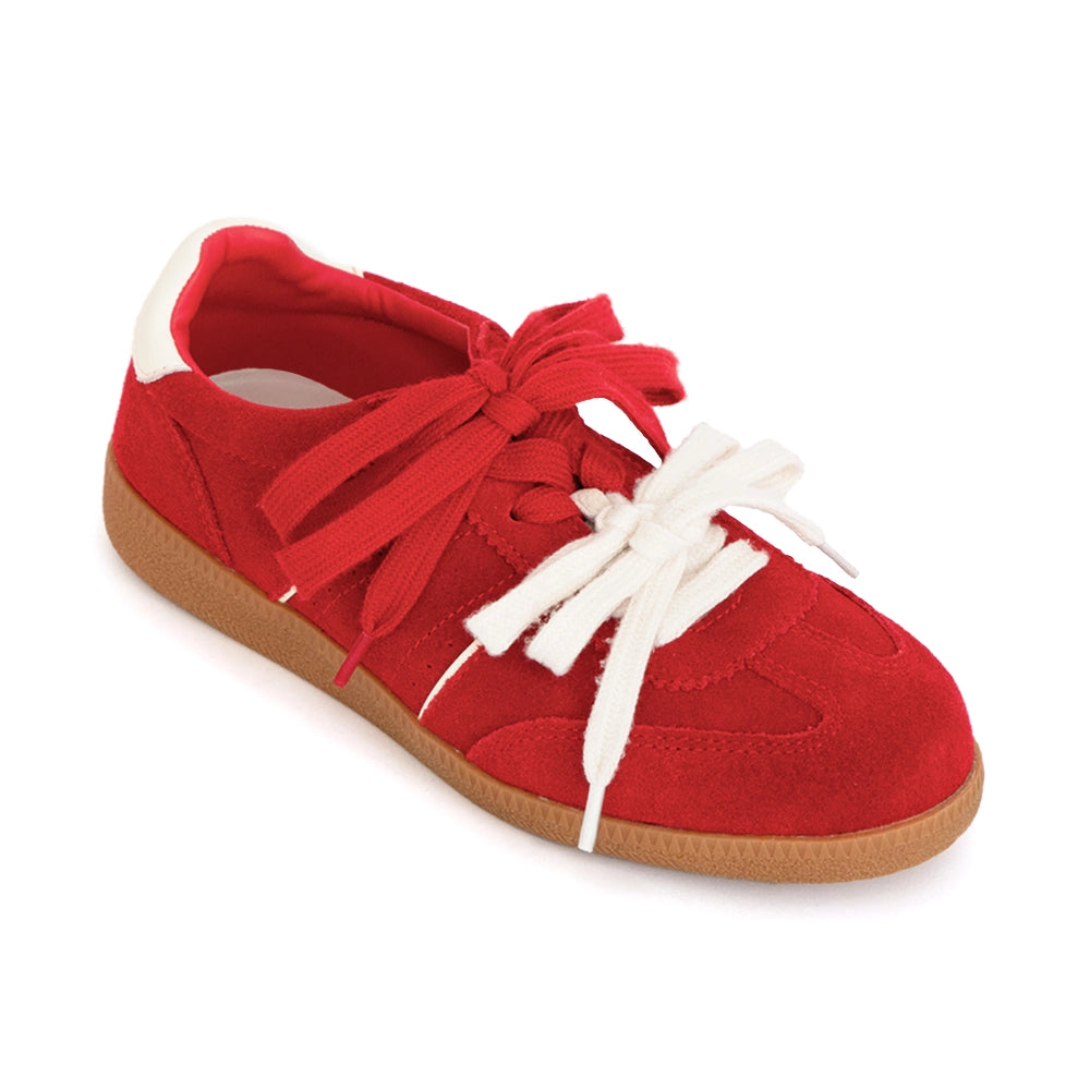 Retro German | Leather Sneakers with Dual-Colored Laces