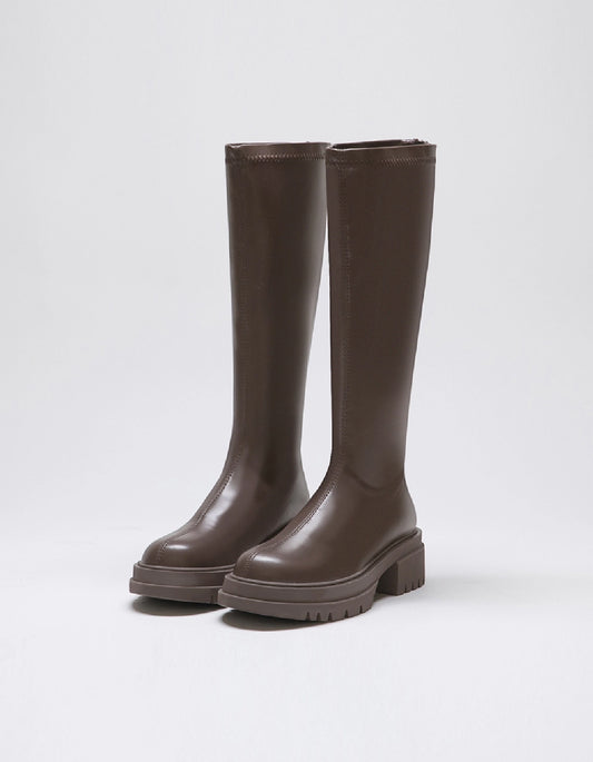 K-Pop Vibes | Minimalist Slim-Fit Platform Long Boots